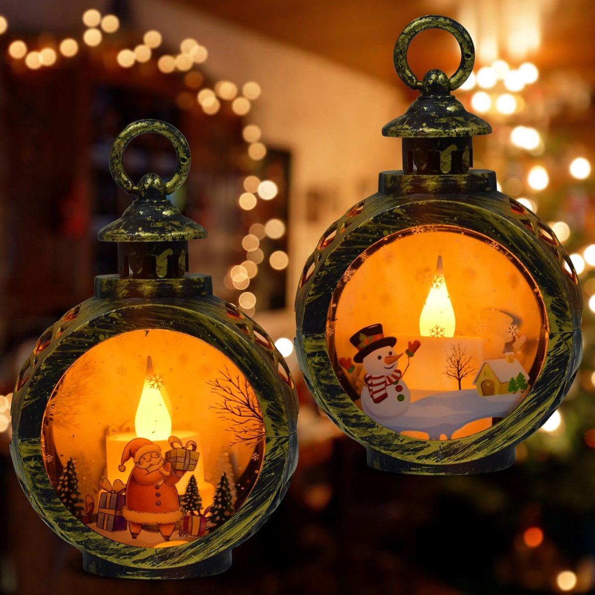 Kerstlantaarns met LED-licht voor Kerstmis en decoratie - windlicht zwart 85 x 12 cm .