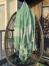 XXL hamamdoek groen - 2-persoons hamam strandlaken - Picknickkleed - 240 x 220 cm extra groot - Bedsprei hamamdoek - Lichtgewicht strandlaken - Festivalkleed van katoen - 240 x 210 cm extra groot