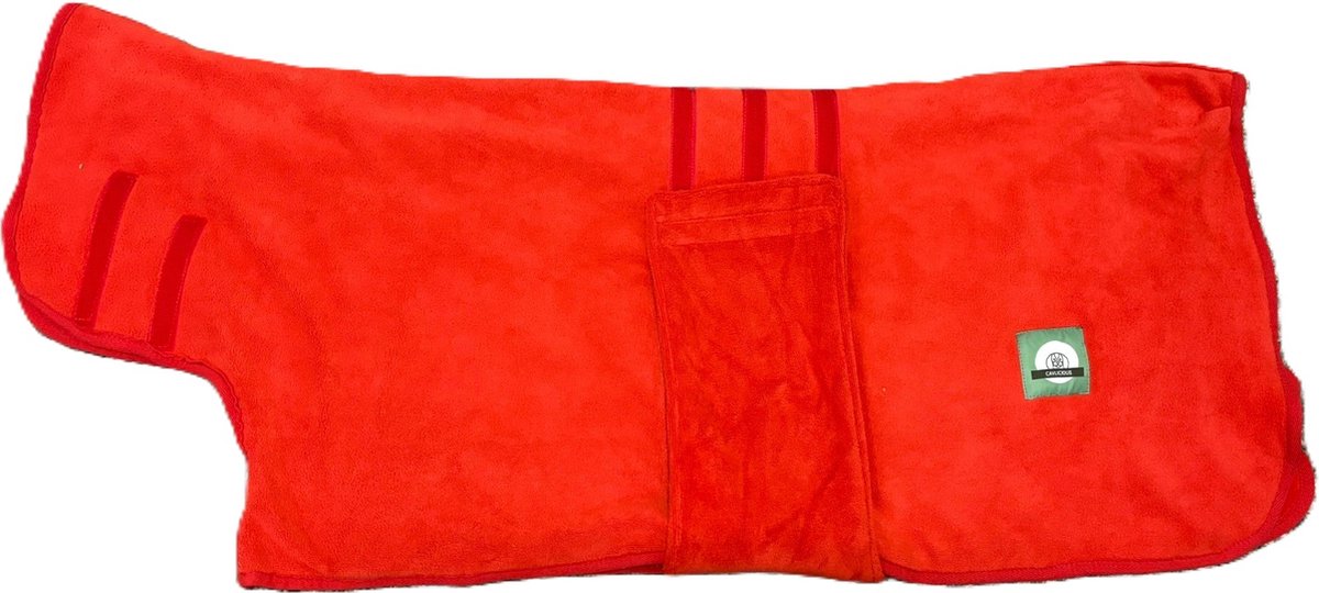 Cavlicious® hondenbadjas - zware kwaliteit - microvezel - tomaatrood - XL