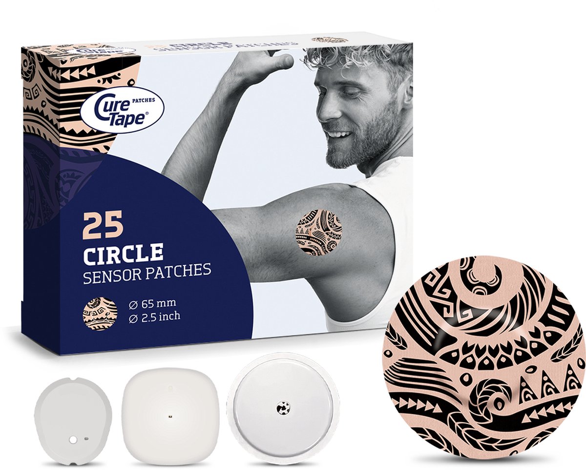 CureTape Patches ART - Tattoo - Freestyle Libre 2 & 3 - Dexcom G7 - Medtronic Simplera - 25 Stuks