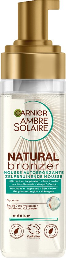 Garnier Ambre Solaire Self Tan Mousse - Zelfbruiner voor Lichaam & Gezicht met Hydraterend Kokoswater - 200ml