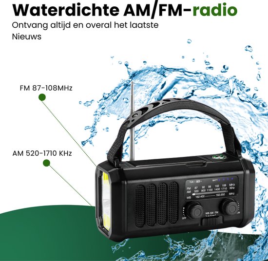 ONEIRO Noodradio Pro® Groen - 10.000 mAh - opwindbare radio ...