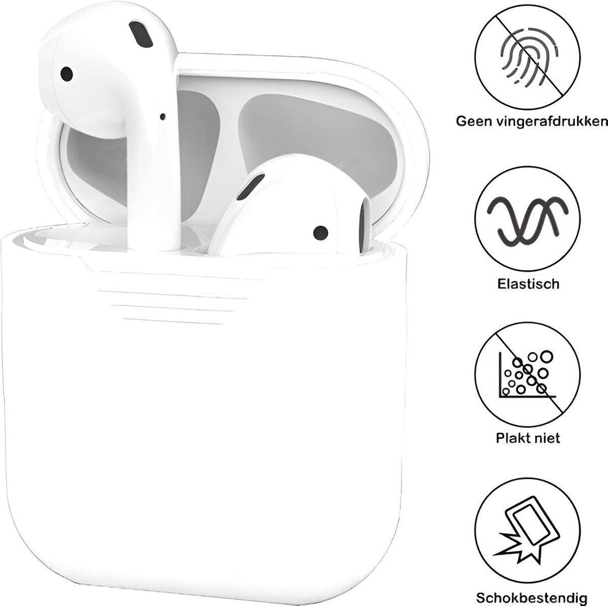 AirPods 2 hoesje siliconen beschermhoes AirPods 1 case schokbestendig draadloos opladen wit - Afbeelding 2