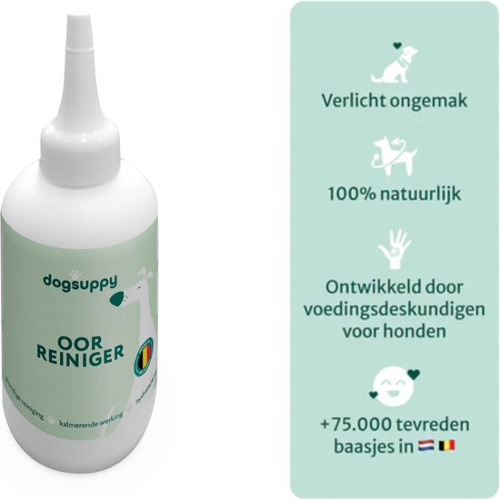 Oorreiniger voor Honden - Oordruppels - Diepe Reiniging & Bescherming tegen ongemakken - 100 ml - 100% Natuurlijk & Veilig - Oorverzorging - Vermindert Oorjeuk, Roodheid, Overmatig Oorsmeer, Uitvloeiing