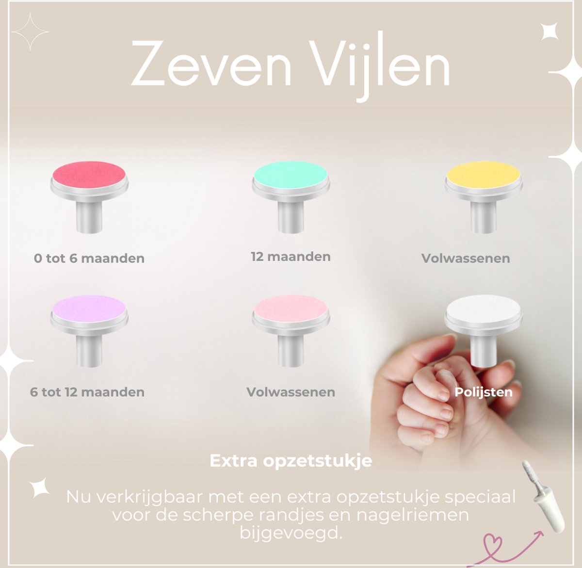 NilaFee®- Electrische Baby Nagelvijl - Inclusief Batterijen - Manicureset - Verzorgingsset - Nagelschaartje - Wit — cadeau in Verzorging - foto 4