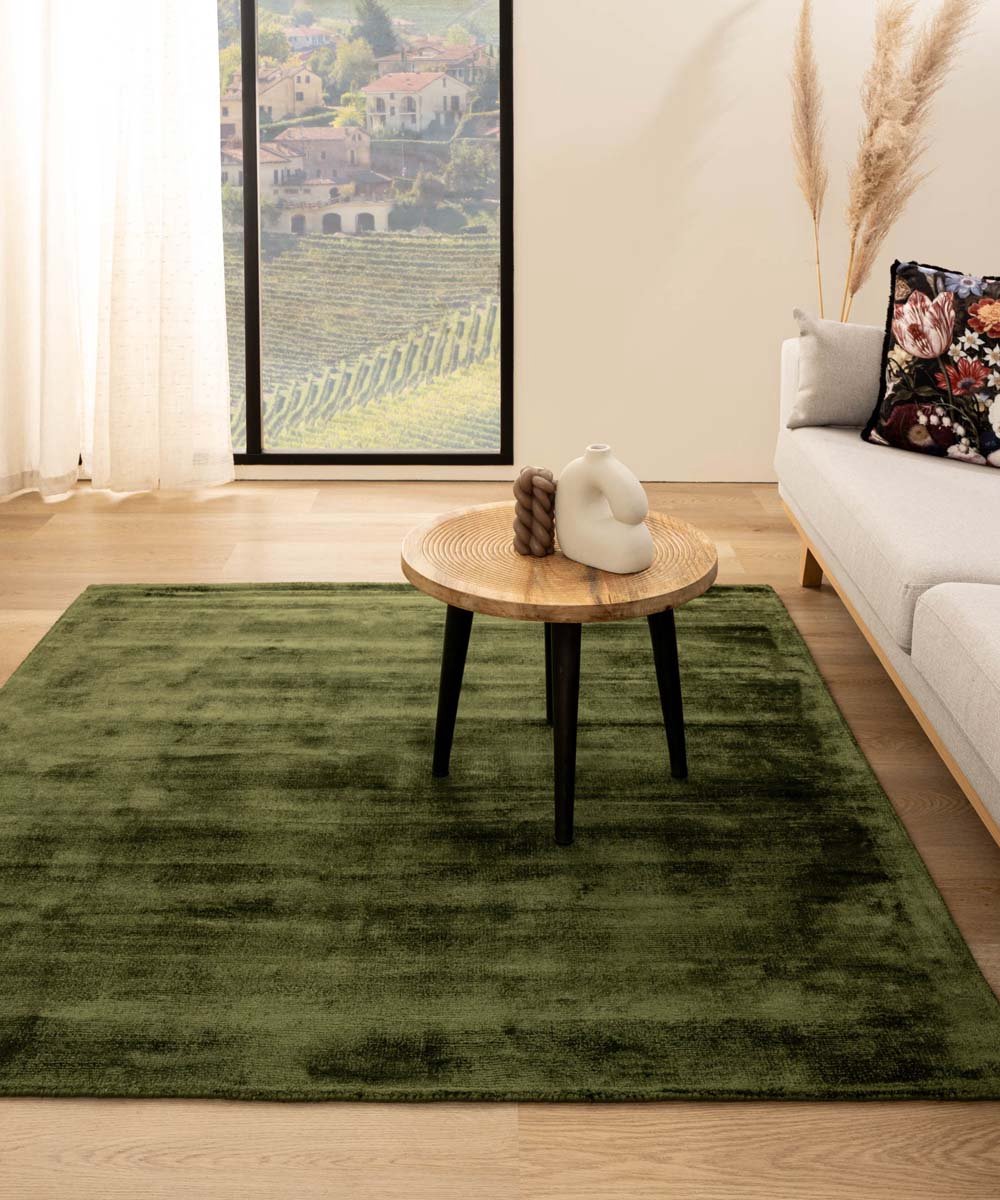 Viscose vloerkleed vierkant - Glamour groen 140x140