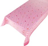 Tafelzeil LIEF! Dots -  140 x 150 cm - Roze tafellaken - Tafelkleed plastic - Voor buiten en binnen - Verschillende maten - Geleverd in een koker