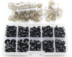 Knaak Veiligheidsoogjes - Dierenogen - 6 - 12 mm - Incl. Opbergdoos - 100 Stuks - Zwart