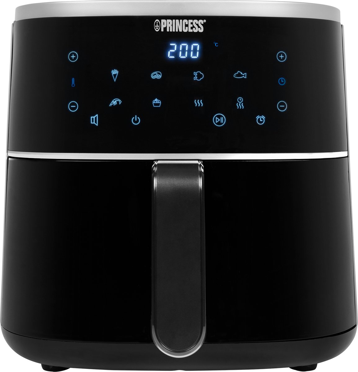 Princess Digitale Airfryer 182238 - 4 liter - PFAS vrij - Groot - Heteluchtfriteuse - Zwart - Digital Touchscreen - 8 Automatische Programma's - Inclusief in hoogte verstelbaar Grillrack - Princess - €47,99
