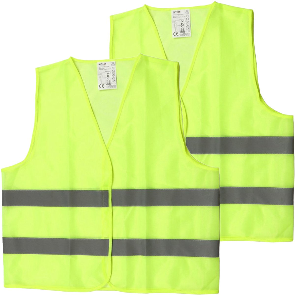 B-Tech Veiligheidshesje - 2x - Geel - one size - met Reflectie - Veiligheidsvest - Reflectievest - Veiligheids