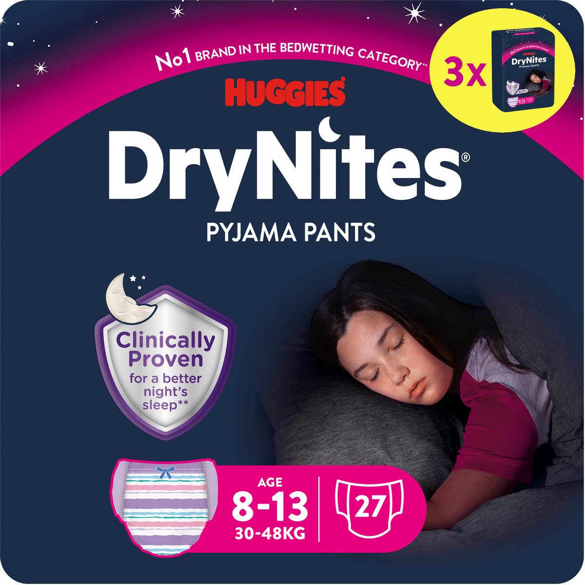 Goedkoopste Huggies DryNites luierbroekjes - meisjes - 8 tot 13 jaar (30-48 kg) - 27 stuks - voordeelverpakking