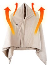 Bol.com Hoodie Deken 40-60°C - Fleece 150x80cm - 3 Standen - Warmtedeken - Verwarmde Hoodie Dames en Heren - Beige - Silvergear aanbieding