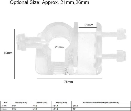 Hffheer Aquarium afvoer pijp klem aquarium waterslanghouder aquarium slang clip houder acryl aquarium slang clip fix buitendiameter 13-17 mm toevoer afvoer waterslang