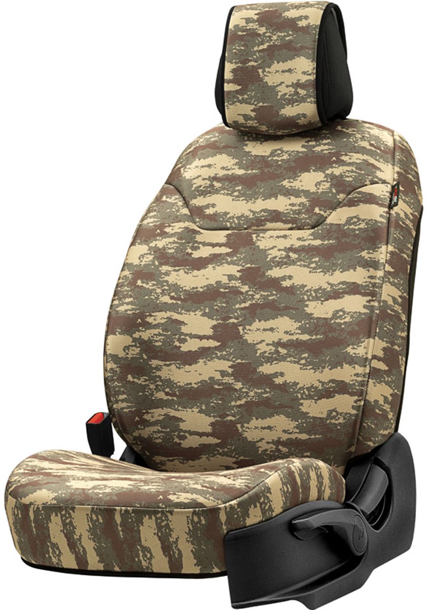 Stoelbeschermer-autostoelhoes Safari in armygroen-legercamouflage kleur (eenvoudige montage) - sterke en duurzame stof