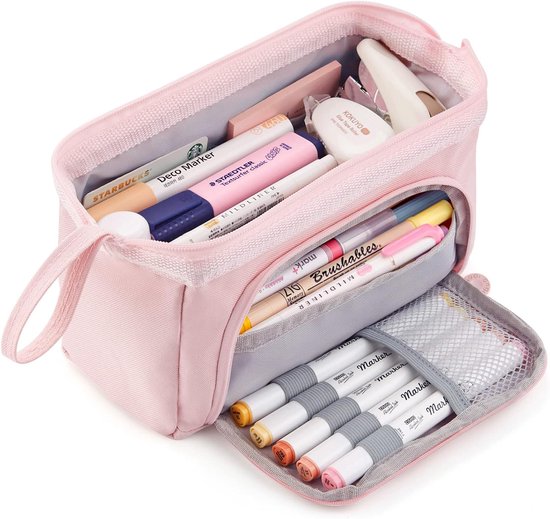 Diydash Etui XL - Pennenzak - Pennenetui - Schooletui - Grote Etui - Schoolspullen - Trousse Scolaire - Voor meisjes, jongens en volwassenen - Roze