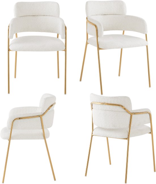 ZKLOEP Fluwelen eetkamerstoel, set van 4, luxe, woonkamer