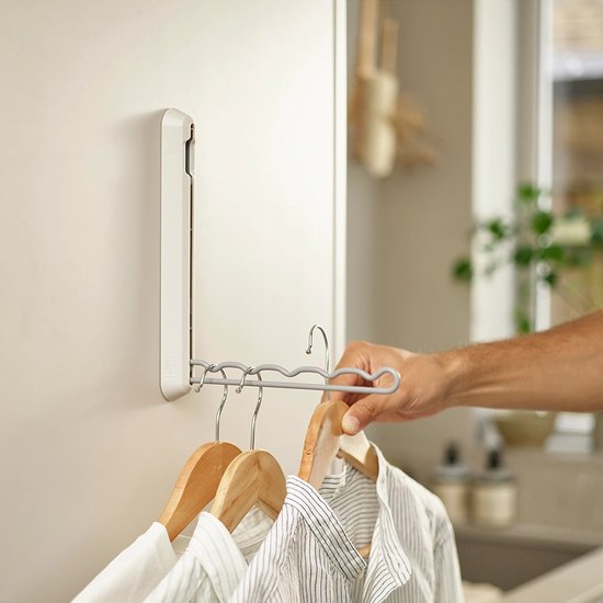 Joseph Joseph - Porte-manteau mural Orderly pliable - Acier au carbone - Crème