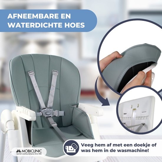 Mobiclinic Simba Kinderstoel met wielen - In hoogte verstelbaar - Inklapbaar - Verwijderbaar blad - Verstelbaar Baby Eetstoel - Steunharnas - 5-puntsgordel - Wielen met rem - Wasbare en afneembare stof - Kinderzitje van Mobiclinic — afbeelding 2
