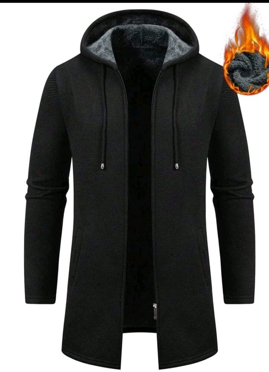 Gilet à capuche uni à manches longues pour homme Manfinity Homme avec cordon de serrage, doublure thermique, automne/hiver