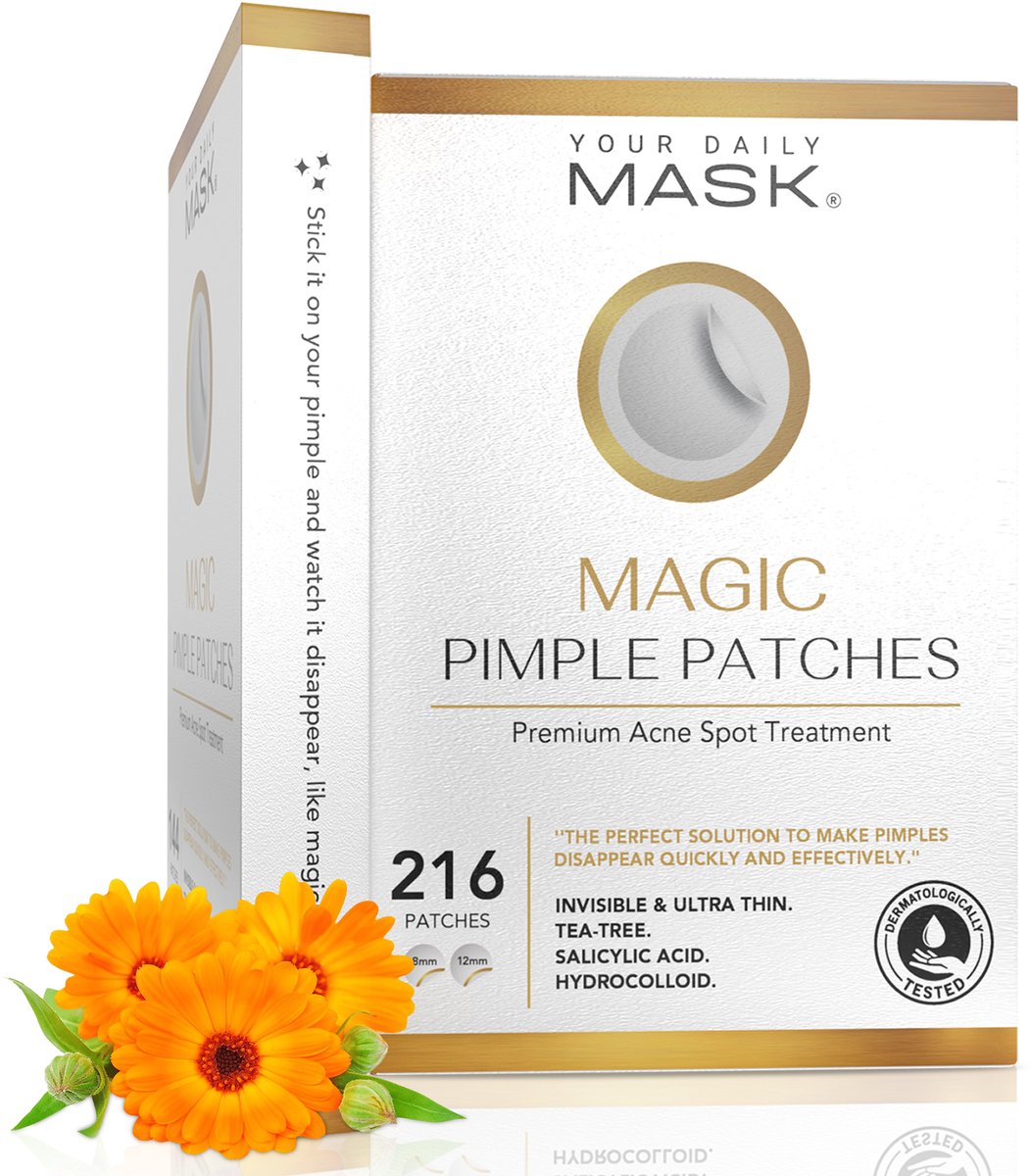 Goedkoopste Your Daily Mask® Premium Acne Pimple Patch - Hydrocolloid & Tea Tree Olie - Anti Acne - 216 STUKS IN 2 MATEN - Acne Behandeling - Acne Sticker - Anti Puistjes - Puistjes verwijderen - Acne Patches - Acne Verzorging - TESTED IN USA