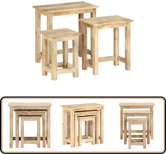 vidaXL Salontafel 45x45x35 cm massief ruw mangohout374067 | fnac België