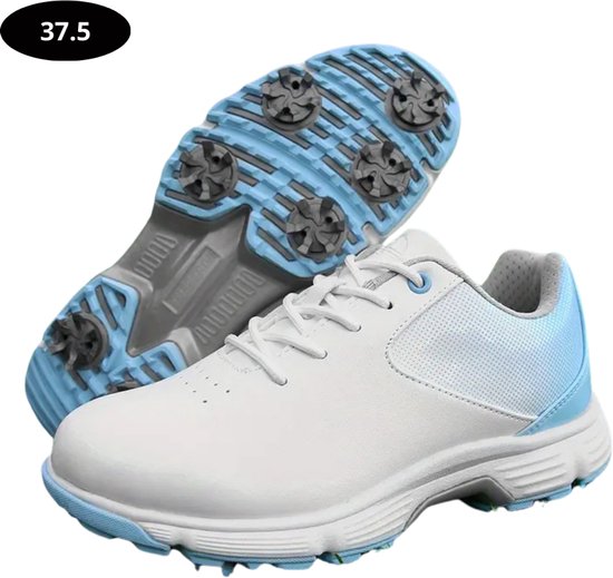 SDEQA Dames golfschoenen brede waterdicht lederen golfsport sneakers voor buitengolftraining,White pink,41 EU