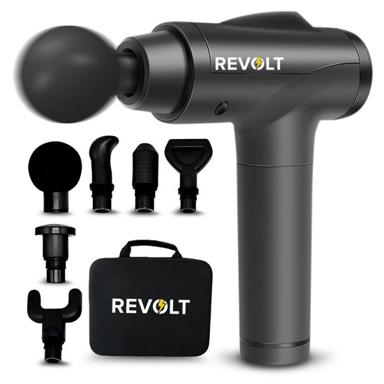Revolt Massage Gun 30 Snelheden 6 Opzetstukken Zwart