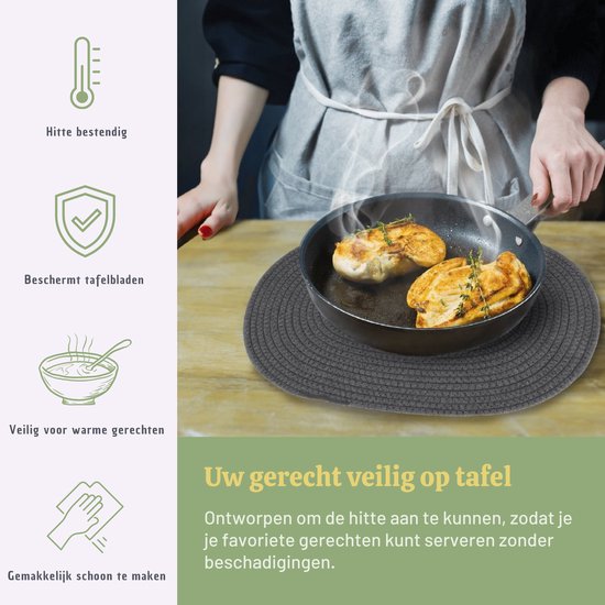 Napperons de Sophie Nordinn® - Set de table Abisko (Gris foncé) - Ensemble (4 pièces) en Katoen - 43 cm x 34 cm