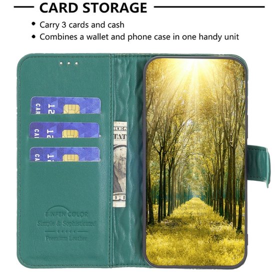 Étui BINFEN - Compatible avec Samsung Galaxy A36 - Étui à rabat BINFEN Rhombus - Vert