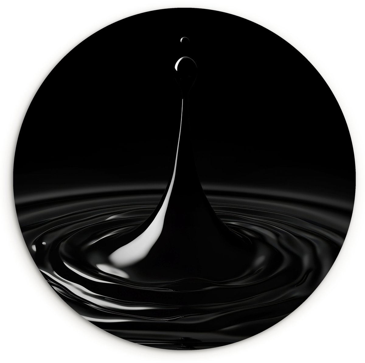 WallCircle Wandcirkel 90x90 cm - Muurcirkel Zwart - Water - Druppel - Muurdecoratie woonkamer - Wanddecoratie slaapkamer - Kamer decoratie accessoires - Ronde schilderijen