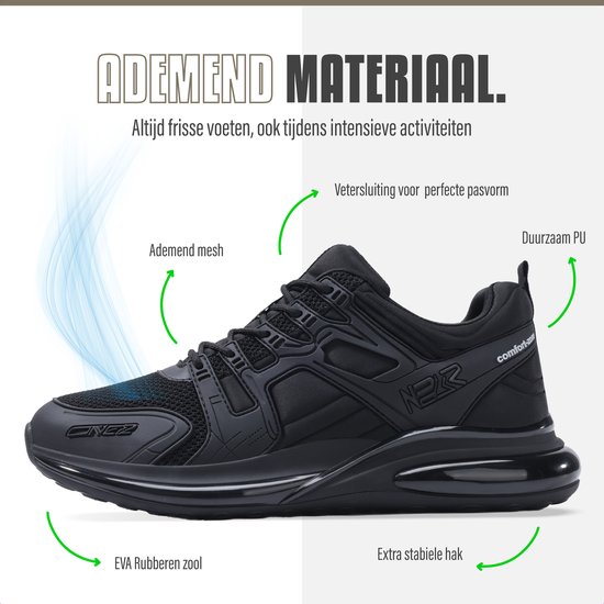 Baskets pour femmes Nezr™ Active Motion pour femmes et hommes - Légères et élégantes - Mousse à mémoire de forme, semelle EVA et coussin Air pour un Comfort et un amorti ultimes - Chaussures de sport décontractées - Taille 44