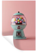 Muurstickers - Sticker Folie - Kauwgom - Retro - Snoep - Roze - 80x120 cm - Plakfolie - Muurstickers Kinderkamer - Zelfklevend Behang - Zelfklevend behangpapier - Stickerfolie
