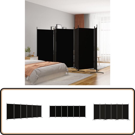 Kamerscherm met 6 panelen 300x180 cm stof zwart kopen