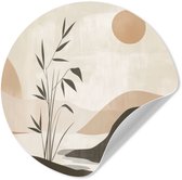 WallCircle® - Cercle de papier peint 50x50 cm - Stickers muraux Japandi - Paysage - Beige - Cercle mural salon - Cercle mural chambre - Décoration de chambre autocollante - Accessoires de Décoration murale