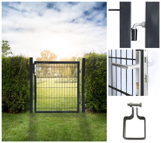 UISEBRT Tuinpoort van verzinkt staal, antraciet, tuindeur incl. palen UISEBRT Tuinpoort van verzinkt staal, antraciet, tuindeur incl. palen