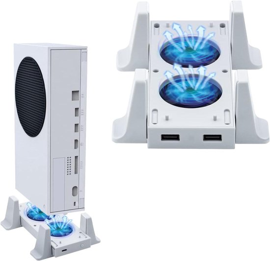 Mcbazel Verticale PS5 koelingslaadstation, multifunctionele led-koeling, standaard met dubbele controller, snellaadstation voor Playstation 5 console, wit(Niet voor PS5 Slim/Pro