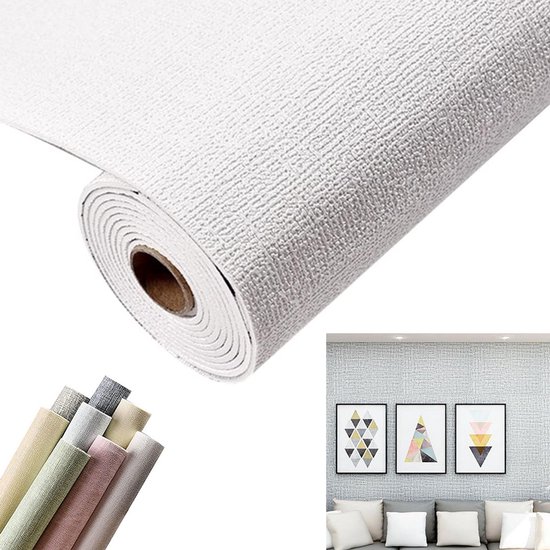 Home & Marker - Papier Peint Autocollant Épais - 35 x 500 cm - Pour Salon & Chambre - Papier peint vinyle - Imperméable - WALLPOSH blanc