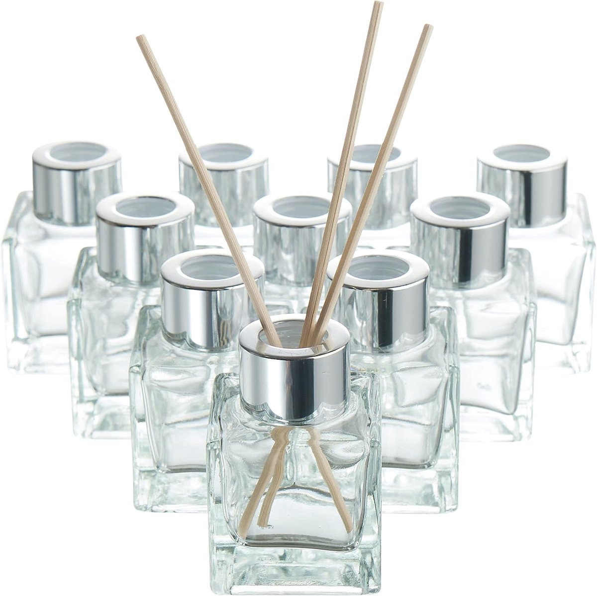 Goedkoopste MATANA - 10 Kleine Diffuser Flessen (50ml) met 40 Riet Geurstokjes, Luchtverfrisser voor Thuis & Kantoor