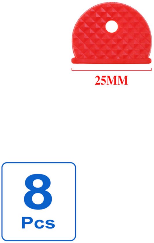 Rood, halfrond siliconen sleutelkapje met ruitpatroon, 25mm breed.
