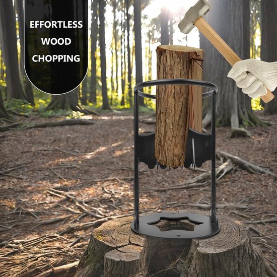 Meedeer Handmatige houtsplijter-Houtklover-Brandhoutsplijter-Gietijzer-Zwart-Klein-Houtkliever-Robuust-21*31cm-Voor open haard-huis en camping van Merkloos	 — afbeelding 3