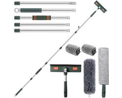 Ramenwasser telescopisch - Telescoopsteel met borstel – Telescoop met borstel - Telescoopsteel ramenwassen – Uitschuifbaar - Telescoopsteel Ramenwassen – Uitschuifbare Ramenwisser – Verstelbare Ramentrekker – Glazenwassen – Glazenwasser – Ruitenwass