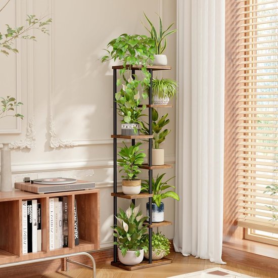 Plantenstandaard binnen hoog, zwart metalen hoekplantenpotstandaards voor meerdere planten, bloempotstandaards voor buitenhouders, plantenplank, displayrek voor tuin, balkon, terras (3 lagen driehoek