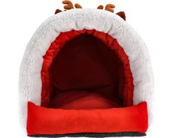 KERSTBED voor dieren KAT HOND Kussen ZACHT Kerstman FLUFFY
