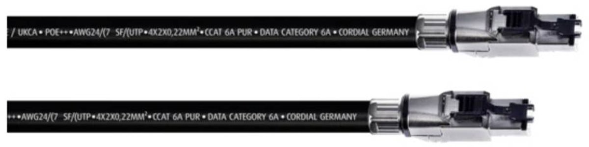 Cordial 15612 RJ45 Netwerkkabel, patchkabel CAT 6A SF/UTP 5.00 m Zwart PUR-mantel 1 stuk(s)