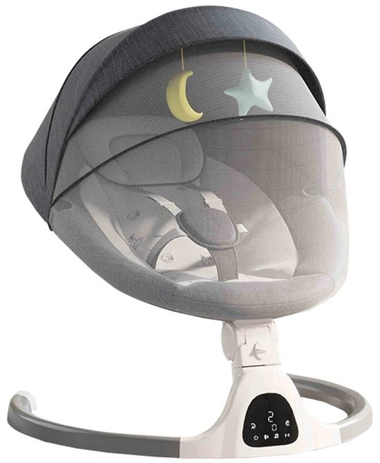 Transat Stemily - Chaise à bascule Bébé - Électrique - 5 positions - 3 vitesses - Musique - Minuterie - Jusqu'à 15 kg - 65 x 65 x 47,5 cm