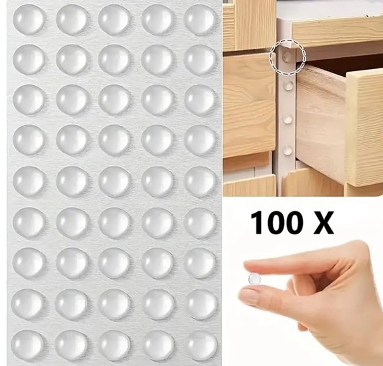 Set Van 100 Zelfklevende Deurstoppers I Zelfklevende Deurbeschermers I Deur & Kastbescherming I Siliconen I Transparant I Herbruikbaar