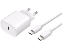 Oplader 20W USB-C incl 1M USB C kabel - Quick Charge - Snellader - Geschikt voor Apple / Samsung - iPhone/iPad - Laadstekker - Apple oplader - iPhone oplader - USB-C lader - Samsung lader - Universele lader