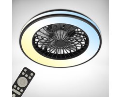BRILONER - Plafondventilator met verlichting - LED plafondlamp met ventilator - dimbaar - 5 snelheden - Ø48,5cm - zwart