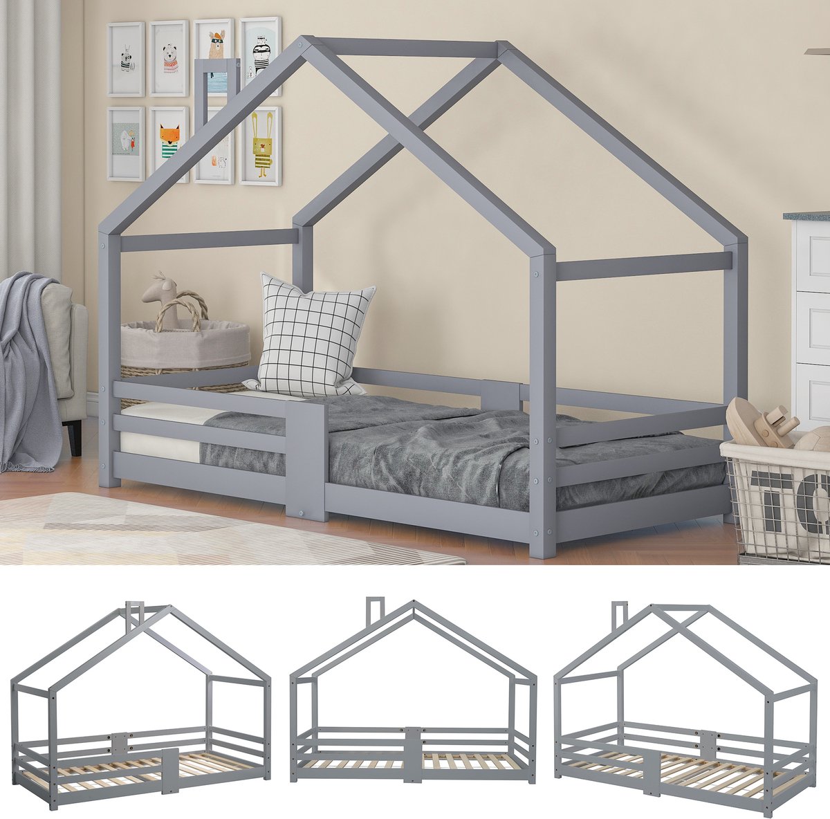 Kinderbed Kinderbed Huisbed met Schoorsteen - afbeelding 4
