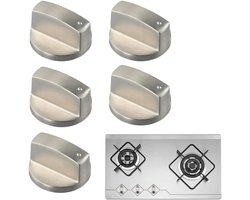 Ovenknoppen – 5 Stuks – 6 mm – Universele Knoppenset Voor Gaskookplaat – Knoppen Voor Kookplaat Gasfornuis En Oven – Voor Gasfornuis, Gas/Elektro Fornuis, Elektrische Oven, Inductie Fornuis, Gas Bbq, Kookplaat – Keukengereedschap – Zilver